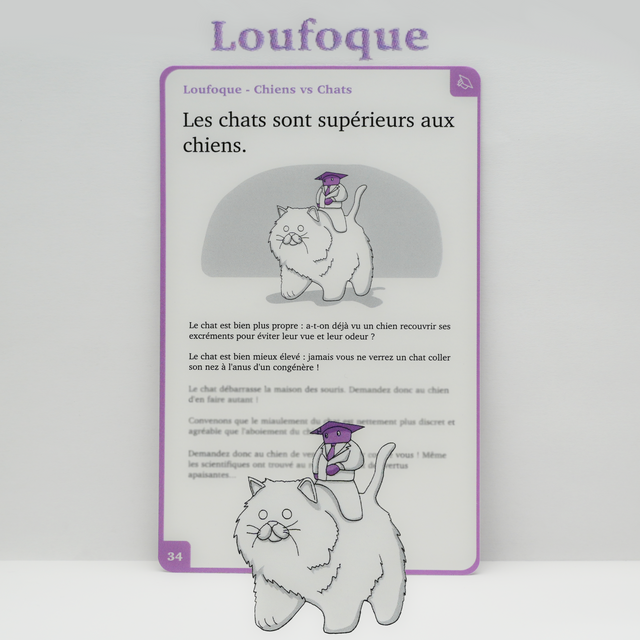 Une carte du jeu : chiens contre chats, les chats